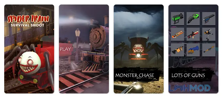 Ảnh 1 của Tải Spider Train Survival Shoot Apk 1.0.8 cho Android iOs Người chơi đang chiến đấu với quái vật nhện khổng lồ trên con tàu sinh tồn