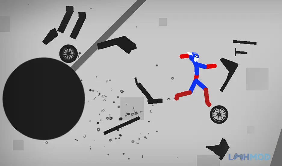 Ảnh 2 của Tải Stickman Physics Simulator Apk 1.07 cho Android iOs Nhân vật người que chuẩn bị rơi từ vách đá xuống địa hình gồ ghề