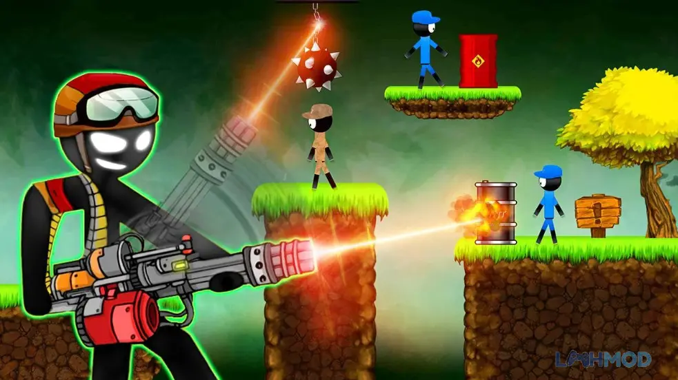 Ảnh 3 của Tải Stickman Shotgun Shooting Apk 2.66 cho Android iOs Giao diện game Stickman Shotgun Shooting với nhiều kẻ địch và vật cản