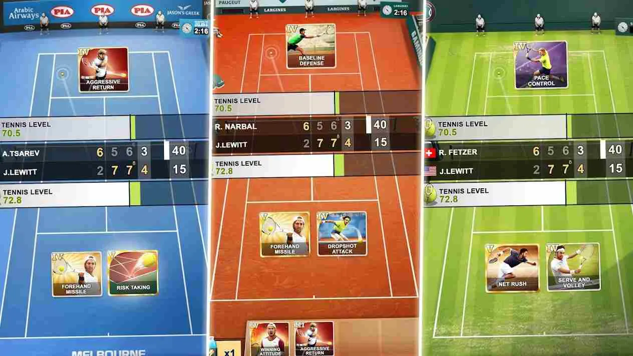 Ảnh 3 của TOP SEED Tennis Mod APK 2.55.1 (Menu, Vô Hạn Tiền) Màn hình quản lý huấn luyện và chỉ số tay vợt trong TOP SEED Tennis Mod