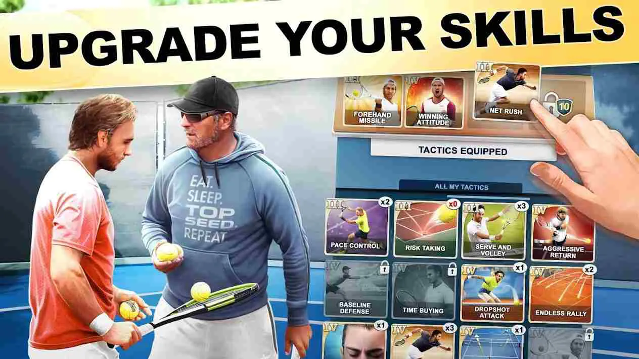 Ảnh 5 của TOP SEED Tennis Mod APK 2.55.1 (Menu, Vô Hạn Tiền) Cảnh ăn mừng chiến thắng của tay vợt trên sân đấu