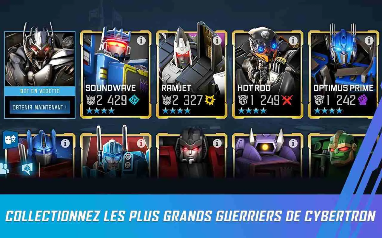 Ảnh 3 của TRANSFORMERS: Forged to Fight Mod APK 9.1.0 (Menu, Sát thương, Skills) Hệ thống robot và vũ khí đa dạng trong game TRANSFORMERS