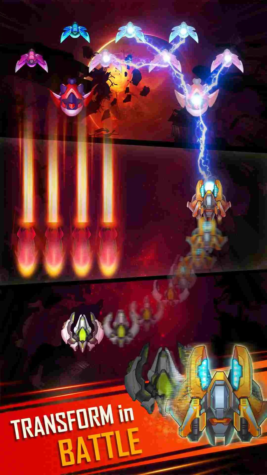 Ảnh 5 của WindWings: Space Shooter Premium Mod APK v1.3.108 (Vô hạn tiền, năng lượng) Một phi thuyền đơn độc đang bay qua không gian sâu thẳm