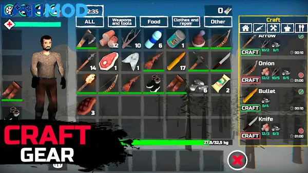 Ảnh 3 của WinterCraft: Survival Forest MOD APK 0.0.42 (Vô hạn tiền) Cảnh người chơi chặt cây lấy gỗ trong môi trường khắc nghiệt