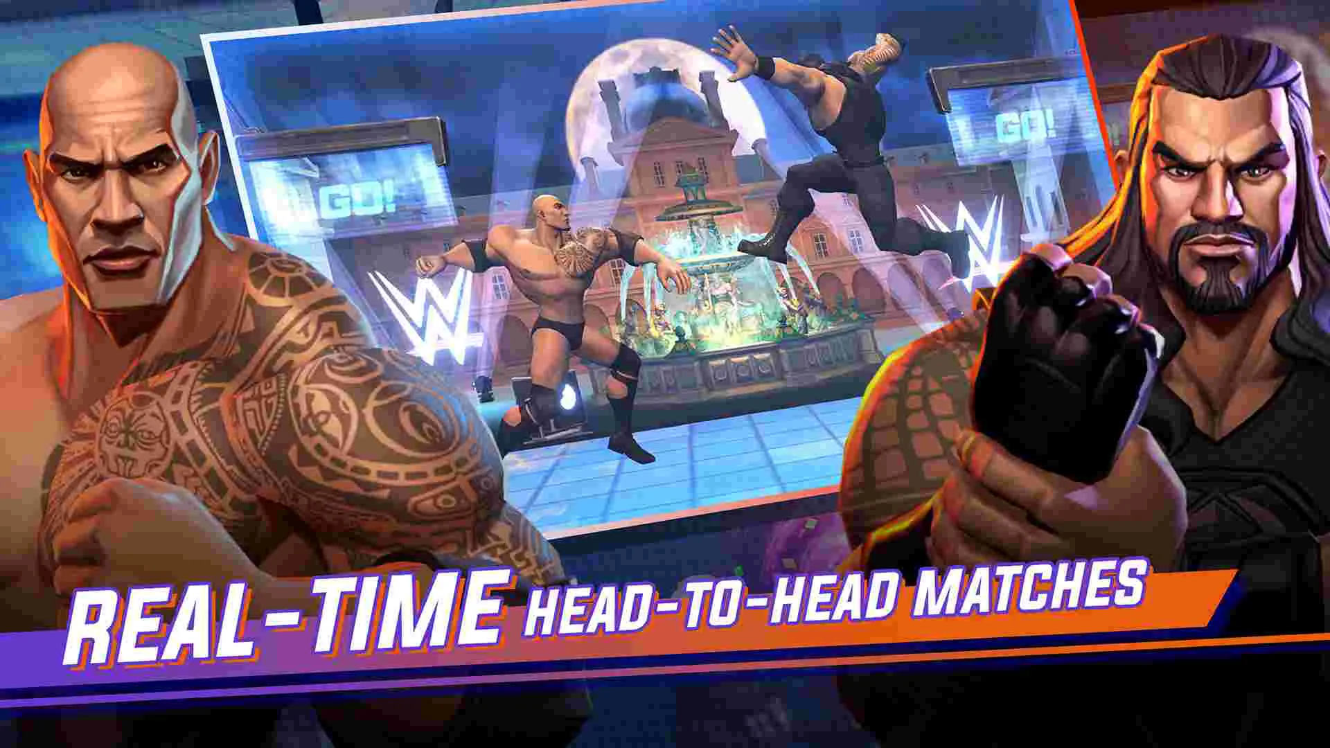 Ảnh 3 của Tải WWE Undefeated Mod APK 1.6.3 (Menu, Kẻ Thù Ngu Ngốc) Giao diện chiến đấu với các Superstar đối đầu
